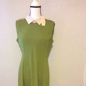 Lime green dress with cream color by Birryshop